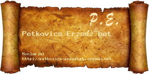 Petkovics Erzsébet névjegykártya