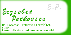 erzsebet petkovics business card